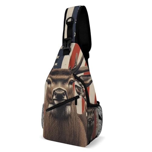 Sacoche bandoulière pour randonnée et cyclisme avec motif cerf camouflage