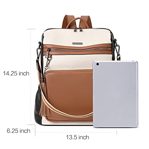 Image of CLUCI Women Backpack Purse Fashion Large, 1-5 Fine Lines Beige With Black Brown, Large