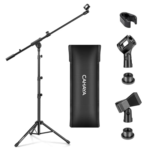 CAHAYA Asta a Giraffa per Microfono con 2 Diversi Clip Supporto per Microfono Treppiede Altezza Regolabile per Concerti Videoconferenze Palchi Matrimoni Modello CY0239