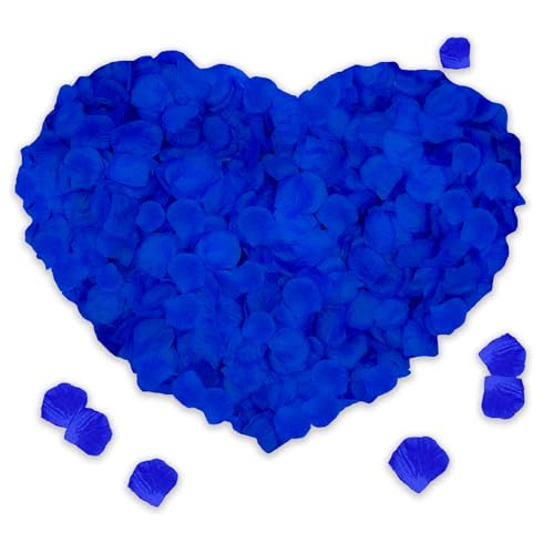 SHINTAYL 2000 PCS Rose Petals - Fake Rose Petal Artificial Silk Rose Petals for Marry me Valentines Proposal Wedding Love Decorations Romantic Party (Dark Blue)