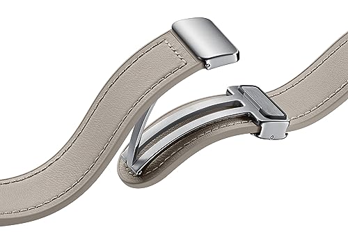 Image of SAMSUNG Galaxy Watch 6, 5, 4 Series Hybrid Eco Leather Band, Wide, Magnetic D-Buckle Closure for Men, Women, Smartwatch Replacement Strap, One Click Attachment, Medium /Large, ET-SHR94LAEGUJ, Etoupe