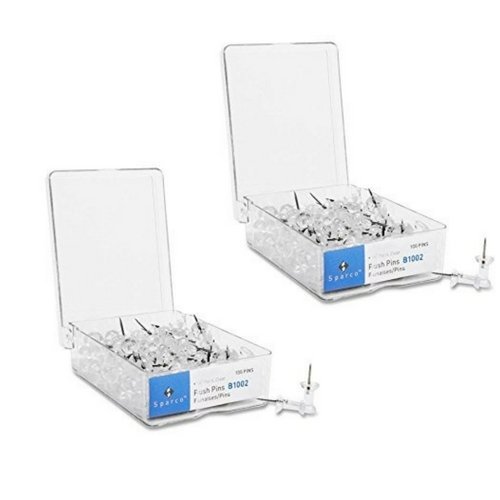 Push Pins, 3/8-Inch Point, 1/2-Inch Heads, 100 Per Box, Clear SPR81002 200 Count