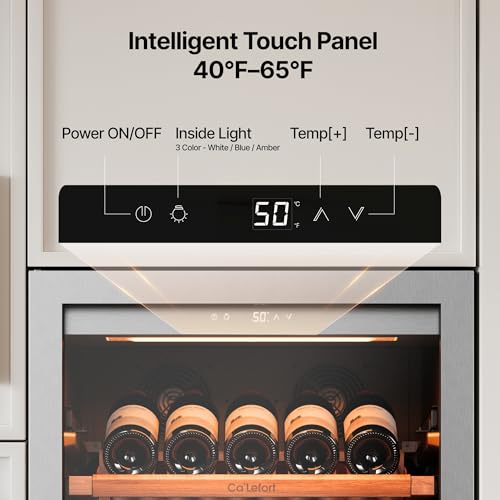 Image of Ca'Lefort 24 Inch Wine Fridge, 166 Bottle Wine Cooler Refrigerator | 69-Inch Tall Wine Cellar, Quiet Inverter Compressor, 40-65F Temperature Control, Display Shelf, Glide-Out Shelves & Drawer