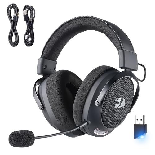 Redragon H858 Auriculares Gaming Inalámbricos 3 Modos - Sonido Envolvente 7.1, Drivers de 53mm, Almohadillas de Espuma Viscoelástica, Micrófono Desmontable con Cancelación de Ruido