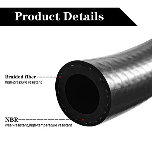 Fitvell 3/8 Inch ID Fuel Line Hose 10FT NBR Rubber Push Lock Fuel Hose 300PSI for Automotive Fuel Systems Engines