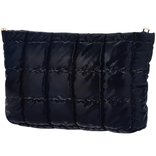 CALFOVERA Neceser Acolchado Negro para Mujer, Estuche de Cosméticos de Piel Sintética con Diseño A Cuadros, Organizador de Artículos de Aseo, Bolsa con Cremallera, Pequeño Organizador