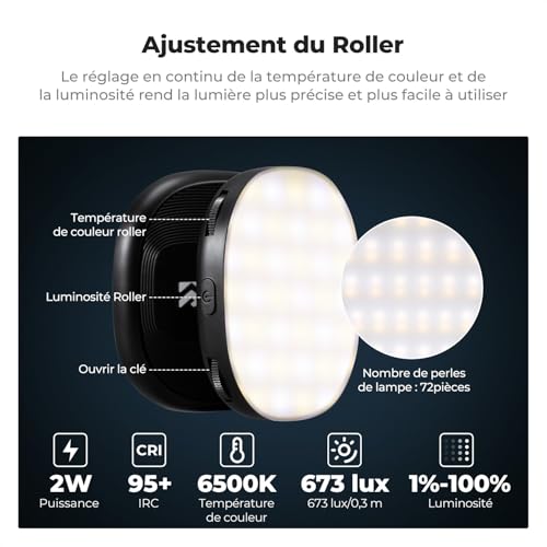 360 LED selfie ring fill light K&F CONCEPT anti ombres visage - 2
