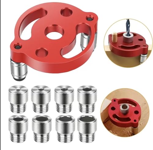 Woodworking Drill Guide Set Drill Block Center Finder with 3/4/5/6/7/8/9/10mm Drill Bushings for Vertical Hole Drilling