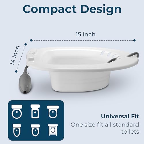 Image of THE HEAL COMPANY Sitz Bath Tub for Hemorrhoid, Piles, Fissure, After Delivery. Sitz Bath Tub for Adults. Hip Bath Tub for Western Toilet
