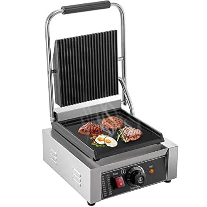 VEVOR Kontakt Grill LD-811C Panini Grill Oberer Heizbereich 214 x 214 mm, Unterer Heizbereich 230 x 230 mm, 1,8 kw…