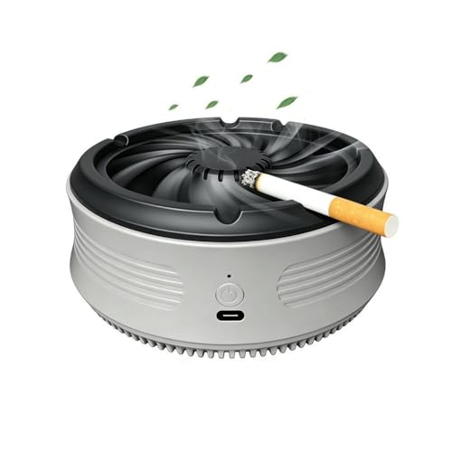 2 in 1 Smokeless Ashtray Multifunctional Rechargeable Ashtray Smoke Removing Ashtray Home Ashtray Portable Ash Tray for Home Indoor Office (Grey)