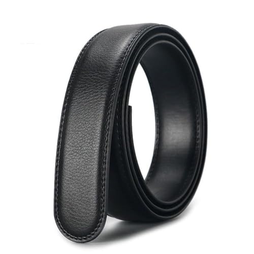 PU Belt 3.5cm Width Casual Plus Size No Buckle Belt Luxury Brand Design Craft DIY Automatic Buckle(black 120cm)