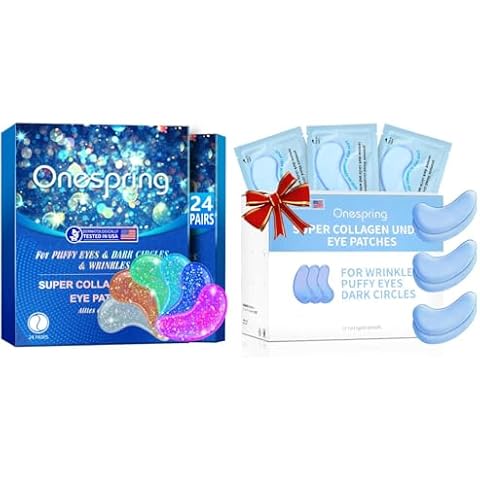 Onespring Collagen Eye Gel Pads 24 Pairs & Hyaluronic Acid Eye Masks 30 Pairs, Under Eye Patches for Puffy Eyes, Dark Circles, Skin Care Gifts for Women, Under Eye Gels for Valentines Day Gifts Cover