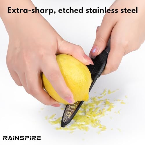 Lemon Zester Tool with Channel Knife, Stainless Steel Citrus Zester Tool, Lemon Peeler, Zesters for Kitchen, Ultra Sharp 2-in-1 Tool Easily Creates Citrus Zest, Black - Image 6