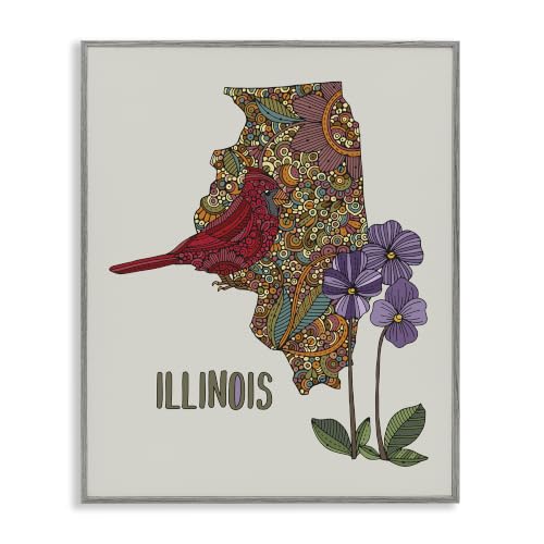 Paisley Illinois Bird Floral Mandala, 24 x 30 Inch Framed Giclée Print