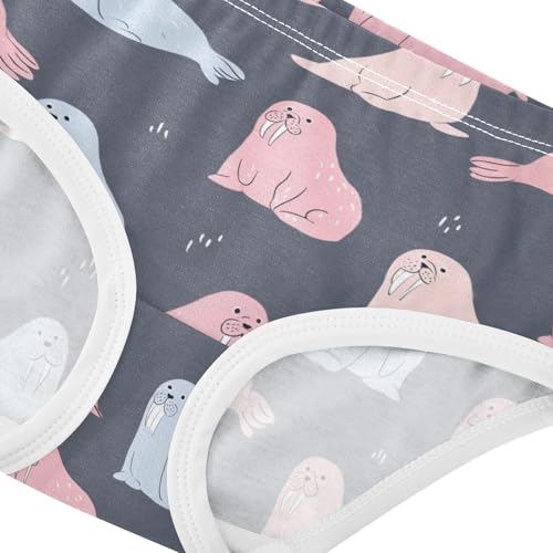 Cute Pink Walrus Girls' Underwear Cotton Blue Girls Briefs Soft Toddler Underwear 2T4