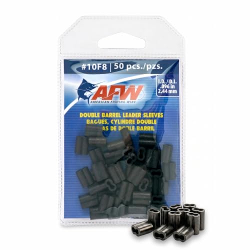 AFW American Fishing Wire Double Barrel Crimp Sleeves, Size #10F8/.096", Black, 50 pc
