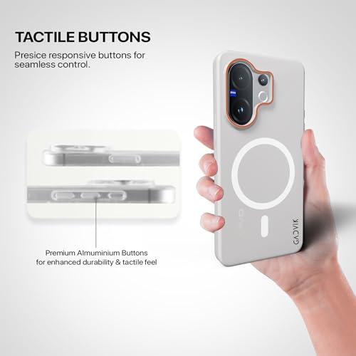 Image of Compatible for vivo V60e 5G Frosted Translucent Hard Back | Only Compatible with Wireless Magnetic Accessories | Thin and Slim Magnetic Back Cover (Clear)
