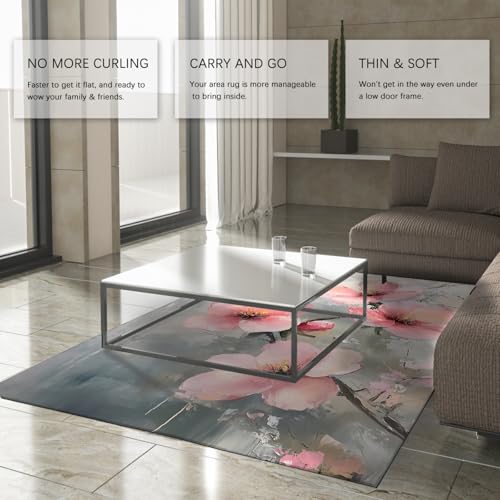 Tapis lavable boho 160x230 cm antidérapant et à poils ras pour salon - 4