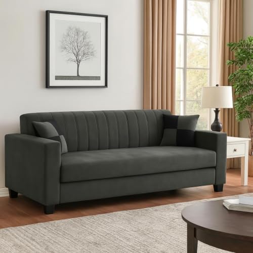 Image of FURNY Premium Roveno 3 Seater Fabric Sofa Set for Living Room (Grey Color) | Durable Comfort | Modern Design | Ideal for Living Room