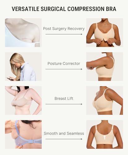 Image of FeelinGirl Post Surgery Bras for Women Front Closure Mastectomy Bras Surgical Wireless Full Coverage Compression Bra