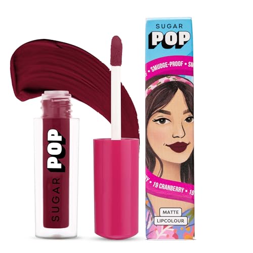 SUGAR POP Matte Lipcolour | Vitamin E | Super-Pigmented | Smudge-proof | 1.6 ml – 19 Cranberry