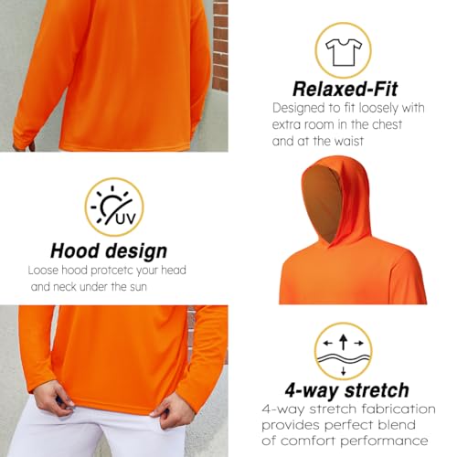 Image of 5 Pack Men's UPF 50+ Sun Protection Hoodie Shirts Long Sleeve Shirts Quick Dry Lightweight for Running Workout Hiking Fishing
