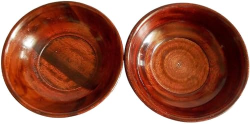 Bol en bois fait main résistant | Fini la vaisselle cassée, lot de 2 marron 12,7cm