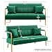 Yaheetech 2 Seater Modern Sofa Velvet Fabric Loveseat with Gold-tone Metal Arms and Legs for Bedroom, Home Office, Studio, Living Room Furniture Green Yaheetech 2 Seater Modern Sofa Velvet Fabric Loveseat with Gold-tone Metal Arms and Legs for Bedroom, Home Office, Studio, Living Room Furniture Green