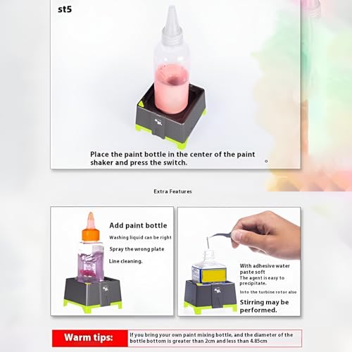 Przenośny mini mikser Vortex do malowania modeli i lakieru do paznokci. 3-stopniowa regulacja prędkości z USB-C. Zawiera metalowe wirniki i butelki do mieszania do hobby, laboratorium, akrylu
