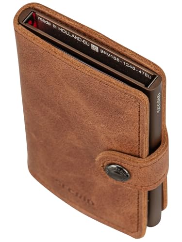 Image of SECRID - Men Mini Wallet Genuine Vintage Leather RFID Safe Card Case for max 10 cards (Cognac Brown)