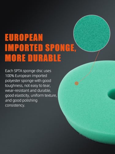 Image of SPTA Green T120 Heavy-Cut Polishing Foam Pad, 1Pc 6.5 Inch Face for 6 Inch 150mm Backing Plate Compound Buffing Sponge Pads for Car Buffer Polisher Compounding, Polishing and Waxing -FPBFS6G
