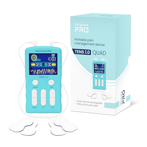 Image of UltraCare PRO TENS 1.0 (QUAD) - TENS Machine for Physiotherapy - Joint & Muscle Pain Relief - 25 Modes 50 Intensity Levels - Rechargeable - Dual Channel - Travel Friendly - Portable & Lightweight