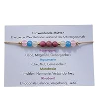 Schwangerschaftsarmband Armband für schwangere Pregnant Natursteine verstellbar Armband für werdende Mütter Rosenquarz Rhodonit Aquamarin Mondstein Edelstein Perlen Liebe