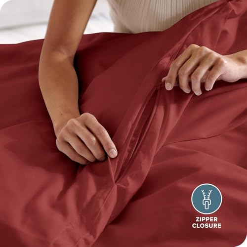 Image of Viewstar Premium Cotton Duvet Cover, King Size 91x101 Inches, 300 Thread Count, Ultra-Soft, Wrinkle-Free, Cotton-Quilt /Comforter Zipper Cover (Maroon)