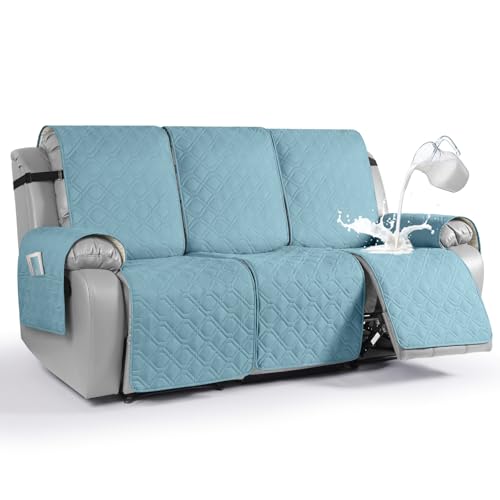 Image of VANSOFY Waterproof Recliner Couch Covers Washable, Azuree,3 Seater | 1-Piece, Non-Slip with Elastic Straps, Sofa Cover with Pocket for Dogs, Pets