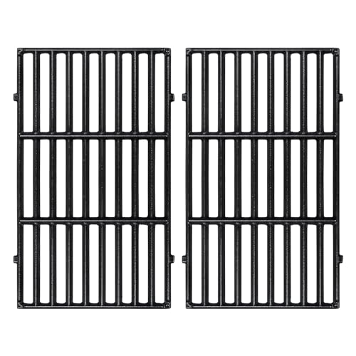 FlameDuty 7637 Cast Iron Cooking Grid Grate for Weber 46010074 Spirit 200 E210 S210 Series Gas Grills, 17.5 x 10.2 Inch Grill Grates for Weber 7637 Gas Grills with Front-Mounted Control Panels, 2-Pack