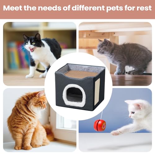 Niche pour chat semi-fermée pliable et lit chaud imperméable pour chaton de jardin et cour - 7