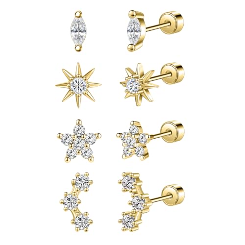 AOEDEJ 20G ��s�A�X�Z�b�g 4�y�A ��i�ȃS�[���h �t���b�g�o�b�N�C�������O �X�^�b�h ��h���� �X�^�[�����O�V���o�[ �|�X�g �g�����f�B CZ �w���b�N�X �R���N �f�C�X �g���K�X �s�A�X �W���G���[ �����Y ���f�B�[�X, �X�^�[�����O�V���o