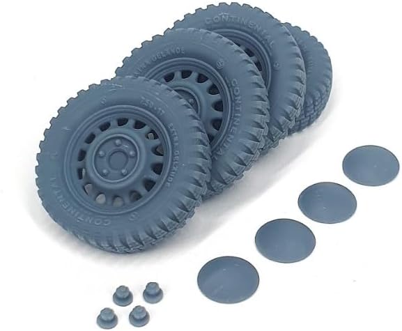 Pimp My Miniatures AFVs35-212 1/35 Sd.Kfz 222 Late Road Wheels Flat Tires Type 3 4pcs and Spare for Hobby Boss Accessories kit Upgrade Set for Plastic Model kit