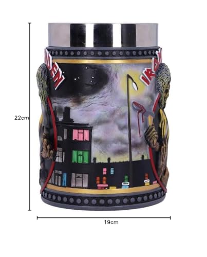 Nemesis Now Iron Maiden Killers Tankard, Hand-Painted Resin, Officially Licensed Eddie Album Collectible, Rock Memorabilia, Stainless Steel Insert, 15.5cm