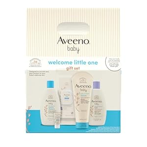 Aveeno Baby Welcome Little One Gift Set, Baby Skincare Set with Nourishing Baby Body Wash & Shampoo, Calming Bath Wash, All Over Baby Wipes, Daily Moisturizing Lotion, & Baby Balm, 5 Items