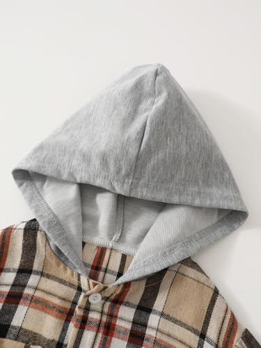 2 Pcs Girls Plaid Shirt Casual Button Down Shirts Long Sleeve Hoodies Tops for 3-12Years3