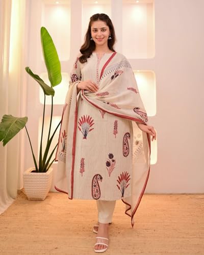 Image of Nermosa KLOSIA Women's Printed Straight Kurta and Pant with Dupatta Set