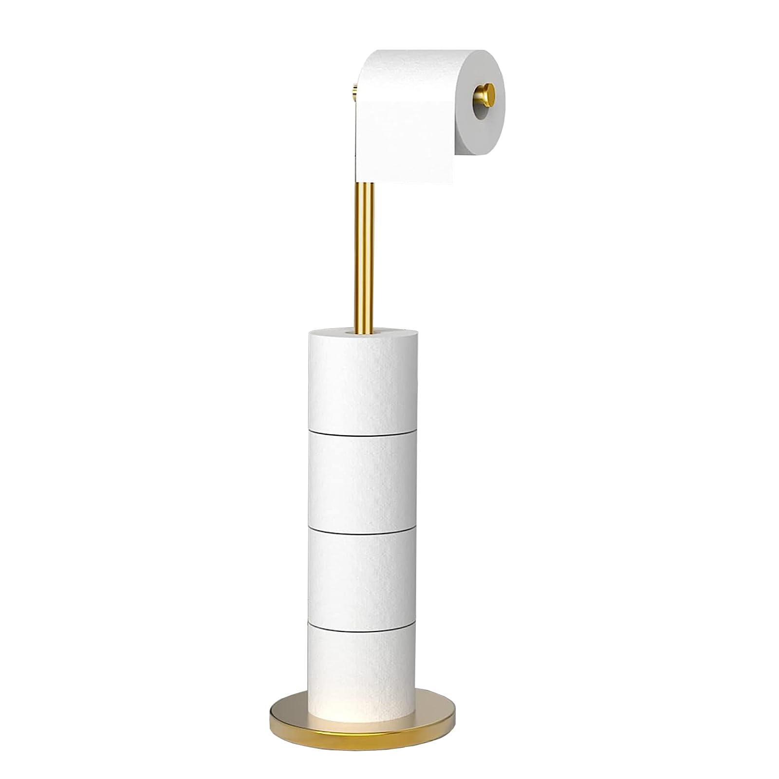 Topsky Toilet Paper Holder, Stainless Steel Free Standing Toilet Roll Holder with Heavy Base for Bathroom (Gold)
