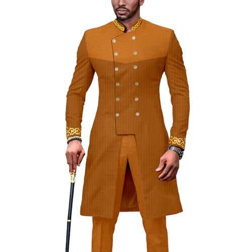 African Clothes for Men Suit 2 Piece Outfits Dashiki Jacket Pants Traditional Wedding Slim Fit Attire