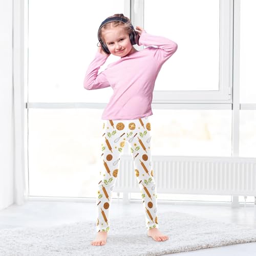 Bread Rolling Pin Egg Beater Girls Leggings,Workout Leggings for Girls Toddler Athletic Leggings Size for 3-10T4