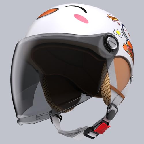 Casco De Moto Abierto para Niños, Casco Jet con Visera para Niños Y Niñas De 3 A 16 Años, Casco De Scooter Infantil Homologado Según ECE 22.06 B,48-54cm