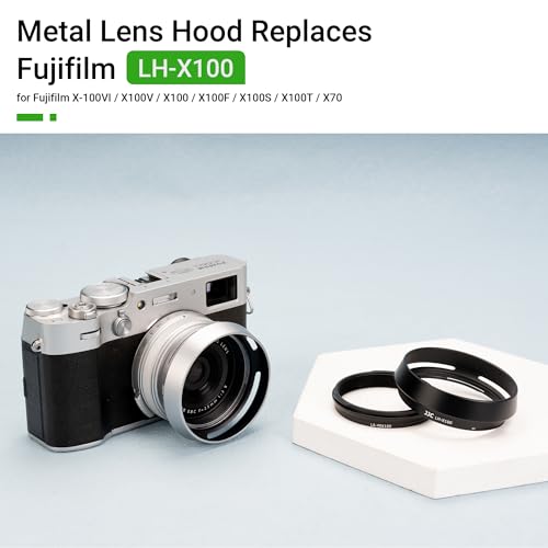 Capuchón para lente JJC para Fujifilm X100VI, X100V, X100F, X100S, X100T y X70, color plateado; reemplaza el capuchón LH-X100 y el anillo adaptador AR-X100; compatible con filtros y tapas de lente de 49 mm; fabricado en aleación de aluminio duradera miniatura 2