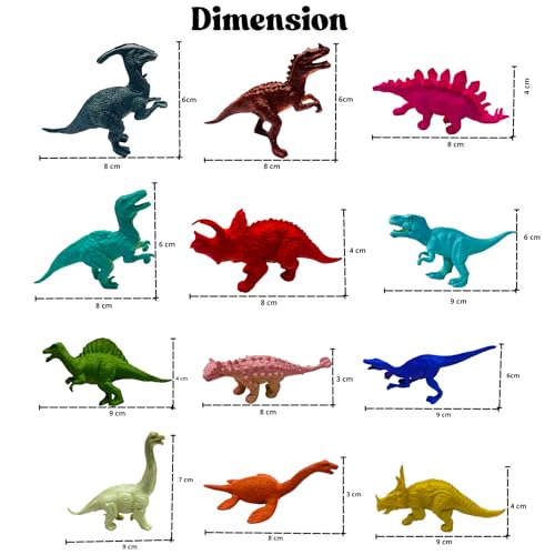 Image of ZESTHOME Jurassic Dinosaur Toy Set for Kids | Hard Rubber Dino Figures | Educational, Realistic & Pretend Play Toys for Boys & Girls | 12-Piece